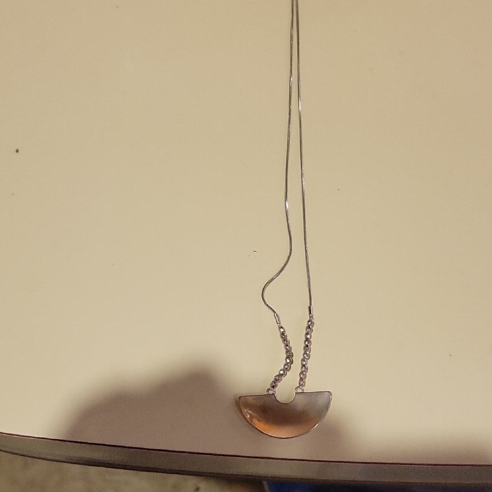 Chico's Silver and Gold Crescent Necklace